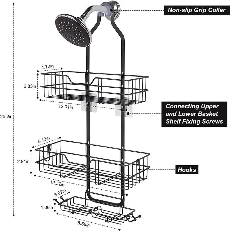 Over Head Shower Caddy Basket with Hook