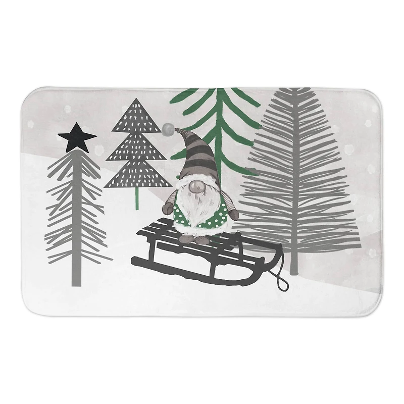 Designs Direct Sledding Gnome Bath Mat, 34" x 21"