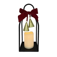 Red Bow & Bells LED Pillar Lighted Lantern by Ashland