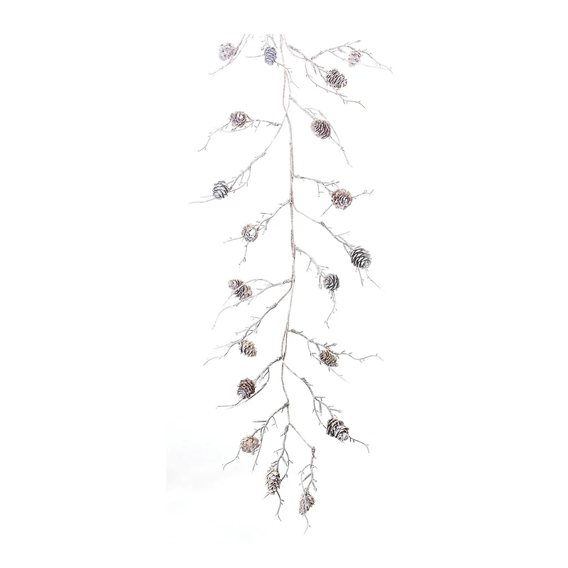 5.5ft. Christmas Pinecone Flocked Twig Garlands, 2ct.