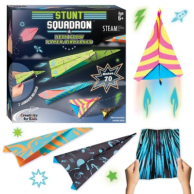 Creativity for Kids® Stunt Squadron™ Neon Glow Paper Airplane Kit