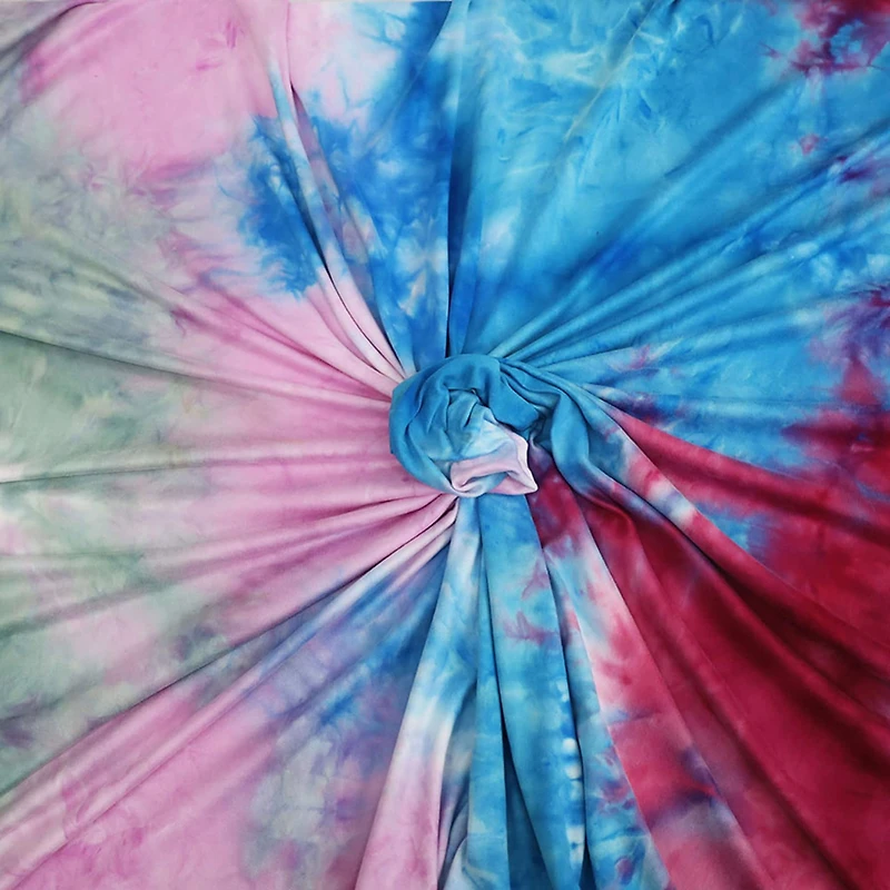 Fabric Merchants Magenta, Blue, Lilac & Sage Tie Dye Double Brushed 4-Way Stretch Fabric