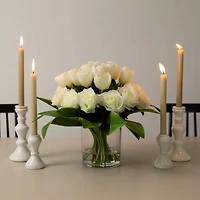Wedding Collection 20in. Artificial Roses and Tulips Arrangement in Glass Vase