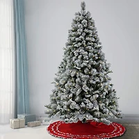 7.5ft. Pre-Lit Snowy Silver Hill Pine Artificial Christmas Tree, Warm White LED Lights