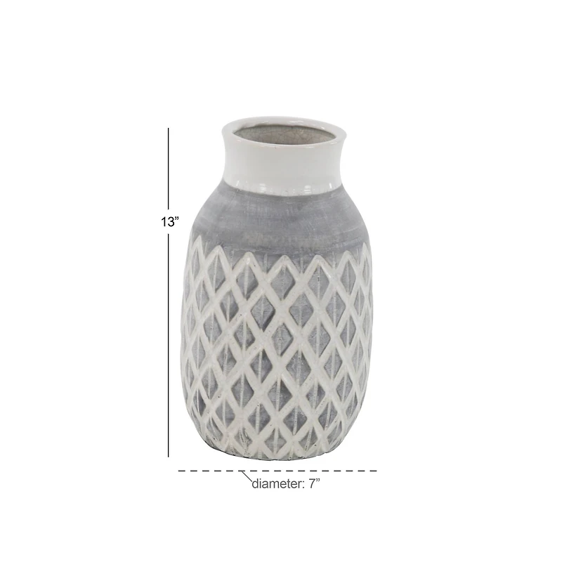 13" White Ceramic Coastal Style Vase