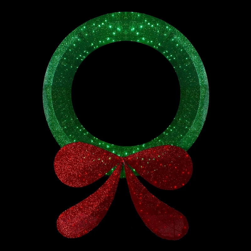48" Micro Fairy LED Green & Red Christmas Tinsel Wreath