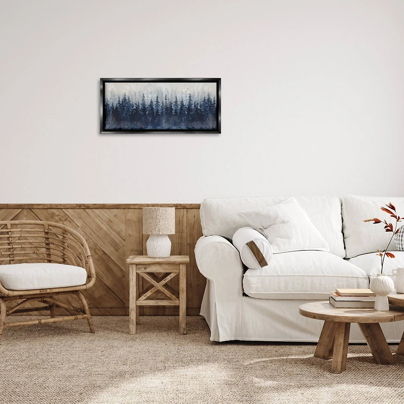 Stupell Industries Rustic Blue Forest Tree Line Floater Framed Art