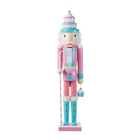 Glitzhome® 24"H Wooden Christmas Pink Cake Nutcracker
