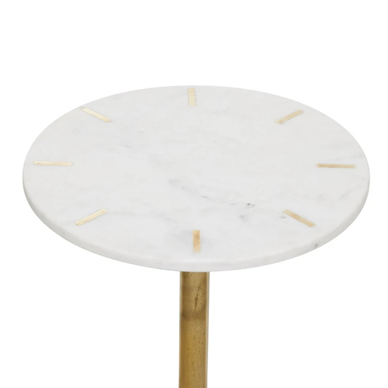 15" Gold Contemporary Marble Accent Table