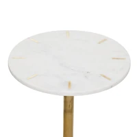 15" Gold Contemporary Marble Accent Table