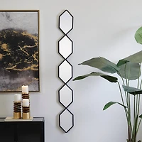 Black Metal Slim Stacked Chain 5 Layer Wall Mirror with Trellis Pattern 7" x 1" x 59"