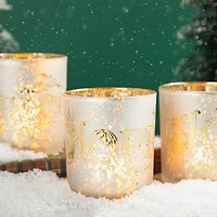 Glitzhome® 4" Joy, Peace, & Hope Candle Holder Set
