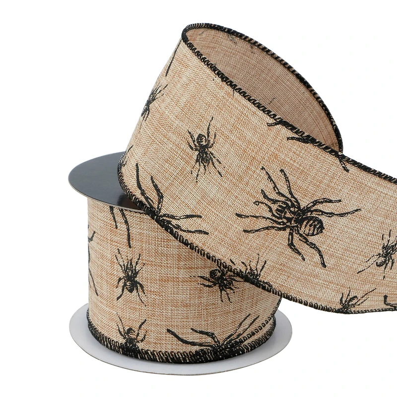 2.5" x 20ft. Spider Wired Faux Linen Ribbon by Celebrate It® Halloween