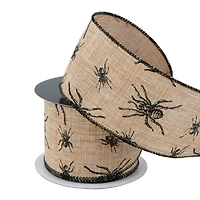 2.5" x 20ft. Spider Wired Faux Linen Ribbon by Celebrate It® Halloween