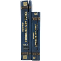 Blue Wooden Pride and Prejudice Storage Faux Book Box, 2ct.