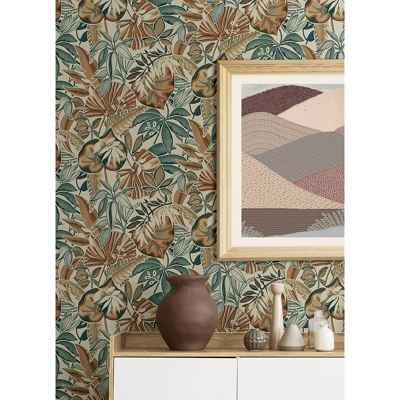 Caroline et Bettina Spice Feuilles Peel & Stick Wallpaper