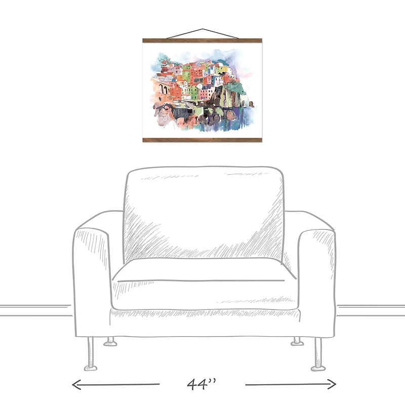 Bright Coast Buildings 20" x 16" Teak Hanging Canvas