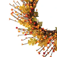 22" Orange Berries & Yellow Leaves Fall Harvest Wreath