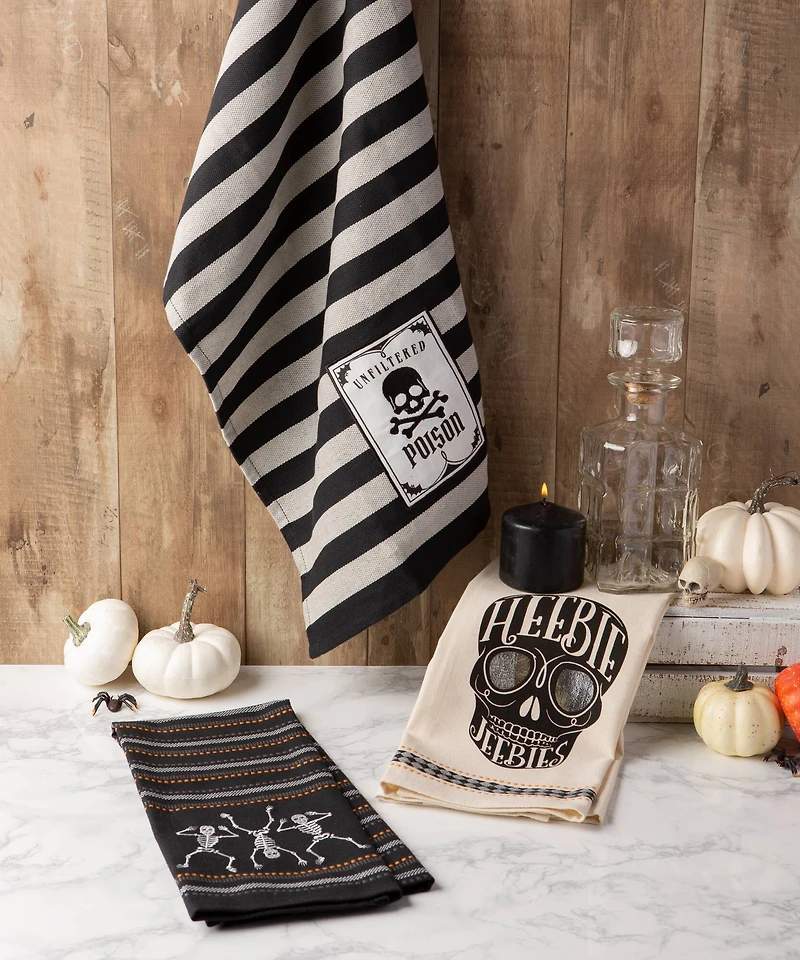 DII® Assorted Skeleton Embellished Dishtowel Set