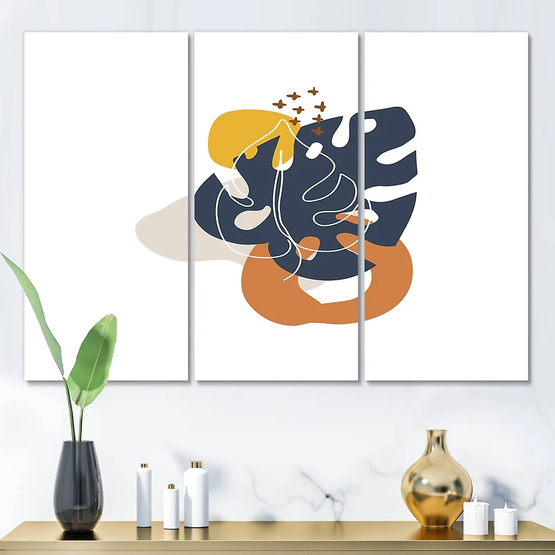 Designart - Abstract Flowers On Minimal Shapes IX