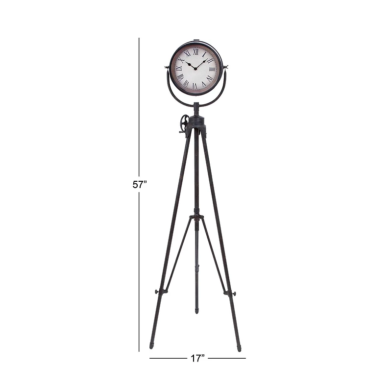 57" Black Metal Standing Industrial Clock