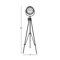 57" Black Metal Standing Industrial Clock