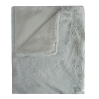 Gray Faux Fur Throw Blanket