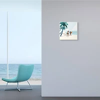 Stupell Industries Women with Surfboards under Coastal Palm Trees,12" x 12"