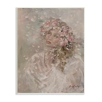 Stupell Industries Prairie Bride Traditional Female Portrait Rustic Floral Hair Wall Plaque