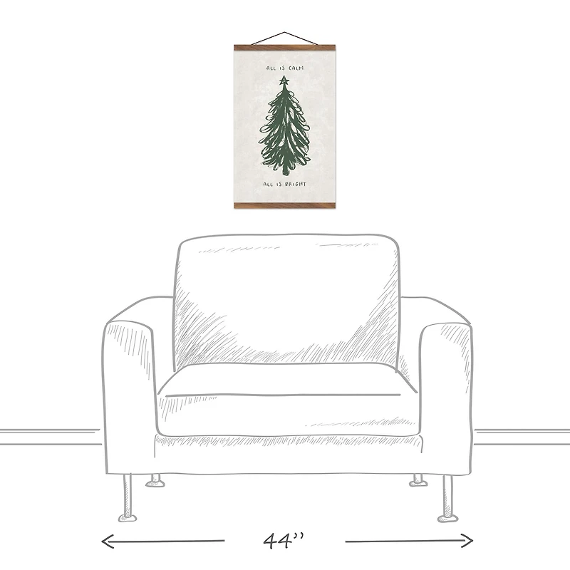 All is Calm All is Bright 12" x 18" Teak Hanging Canvas