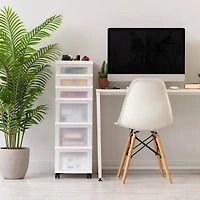 IRIS White 6-Drawer Storage Cart With Organizer Top