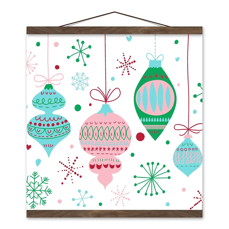 Retro Funky Ornaments 16x16 Teak Hanging Canvas