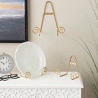 Gold Metal Scroll Hanging Wall Rack Display Easel Set