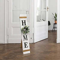 Elegant Designs™ 3.5ft. White Wash Home Porch Sign with 4 Floral Wreaths