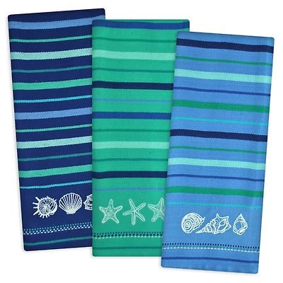 DII® Embroidered Blue Sea Dishtowel Set
