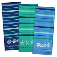 DII® Embroidered Blue Sea Dishtowel Set