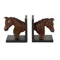 6" Copper Horse Head Bookends with Black Stands, 2ct.