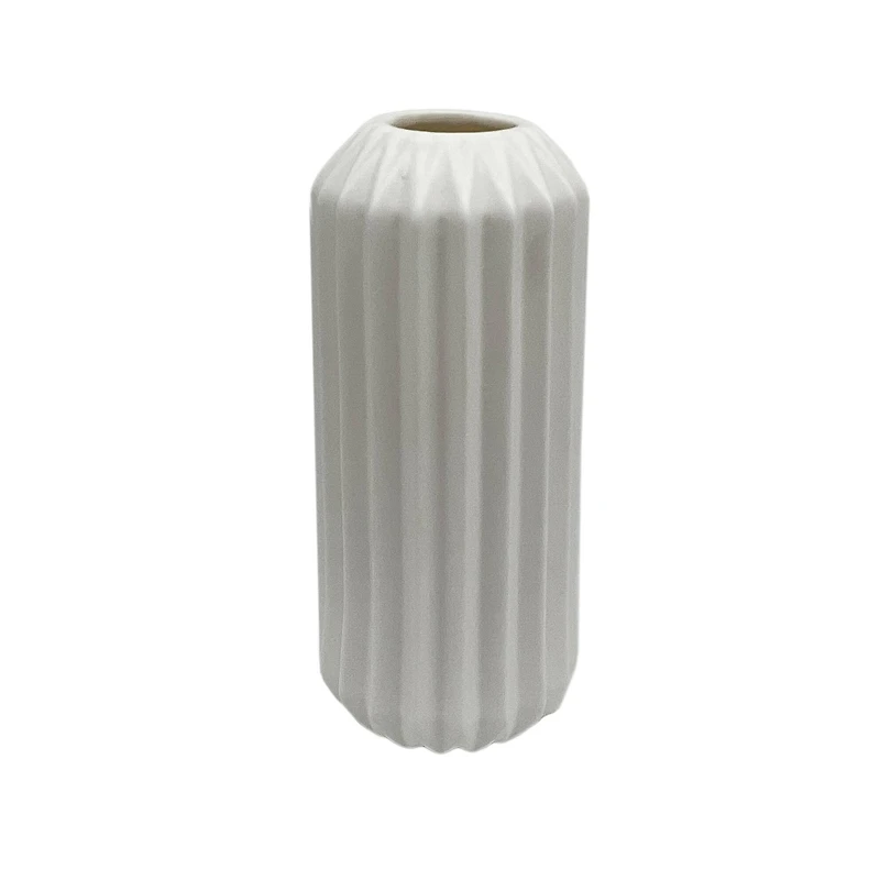 8 Pack: 9" White Geometric Ceramic Vase by Ashland®