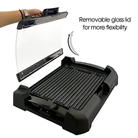 Megachef Reversible Indoor Grill & Griddle With Removable Glass Lid
