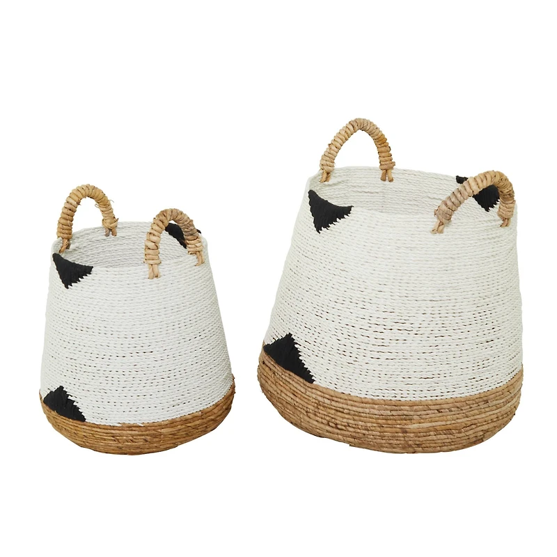 CosmoLiving by Cosmopolitan White Banana Leaf Bohemian Storage Basket Set