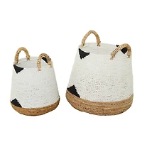 CosmoLiving by Cosmopolitan White Banana Leaf Bohemian Storage Basket Set
