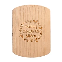 Dashing Through the Snow 11" x 8" Redwood Oval Cutting Board