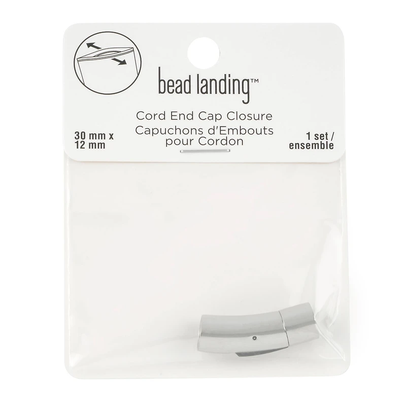 Rhodium Cord End Cap Closure Set by Bead Landing™