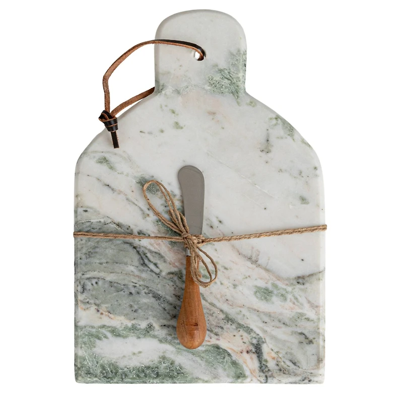 Hello Honey 12" x 8" Green Marble Cutting Board with Knife