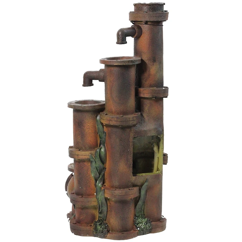 23.5" Rusted Cascading Pipes Outdoor Patio Garden Water Fountain