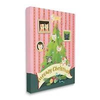 Stupell Industries Meowy Christmas Cat Tree Canvas Wall Art