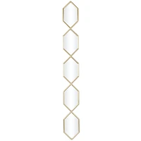 Gold Metal Slim Stacked Chain 5 Layer Wall Mirror with Trellis Pattern 7" x 1" x 59"