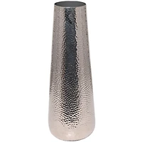 25" Silver Aluminum Tall Hammered Vase