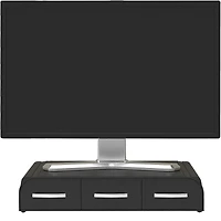 Mind Reader Black Monitor Stand & 3 Draw Desk Organizer Storage Set