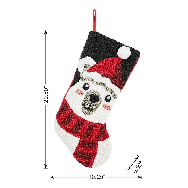 Glitzhome® 20.5" Polar Bear Hooked Stocking
